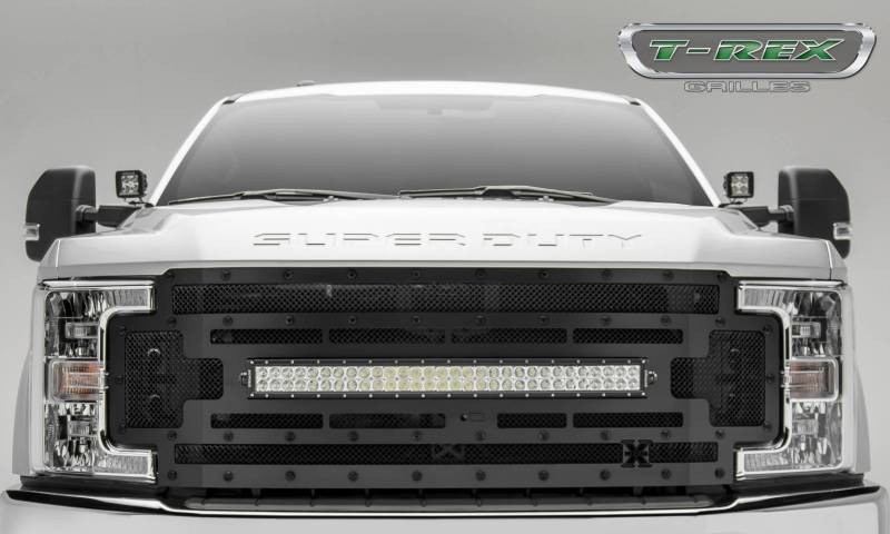 T-REX 2017-2019 Ford F-250 F-350 F-450 F-550 Super Duty With Camera  Provision STEALTH Main Replacement Grille Black 6315371-BR