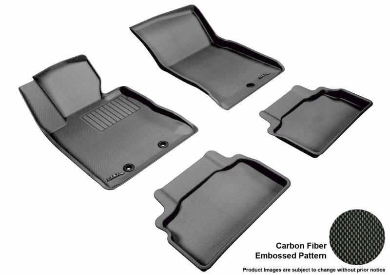 3D MAXpider 2012-2016 Hyundai Genesis 1st Row 2nd Row Kagu Carbon Fiber  Embossed Pattern Black Floor Mat L1HY02301509 AutoPartsToys