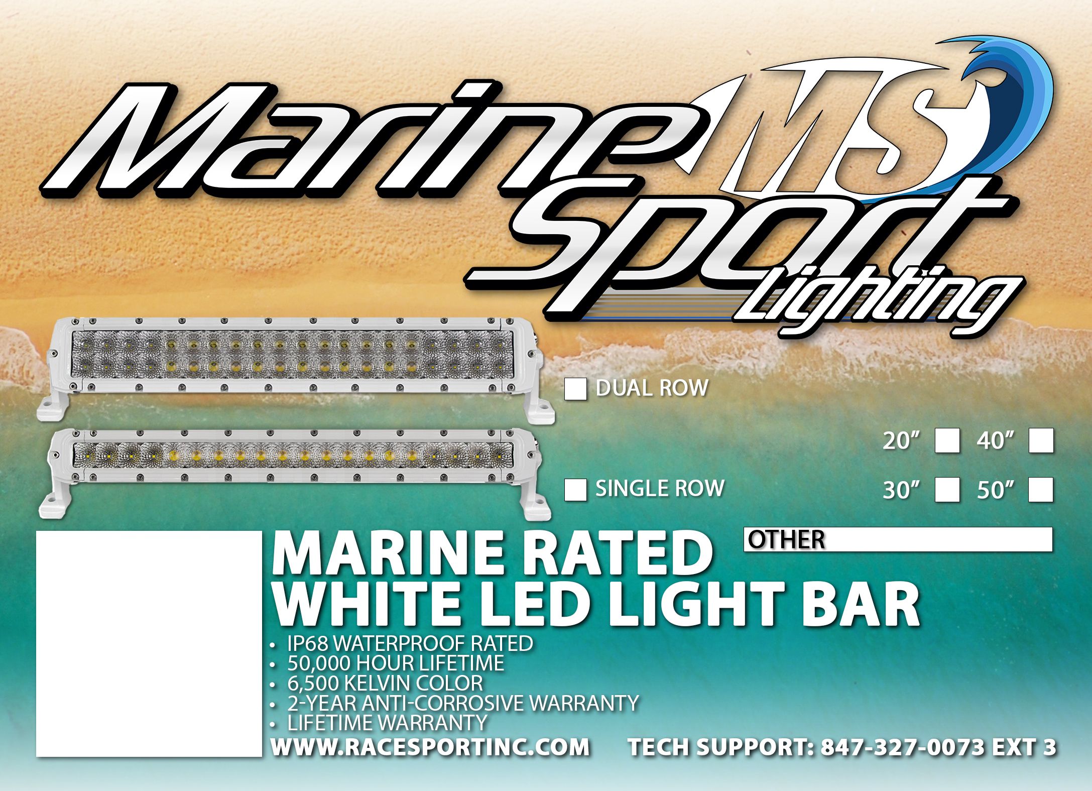 Race Sport Marine Sport SR 22inch LED White Light Bar MS-MRSR20