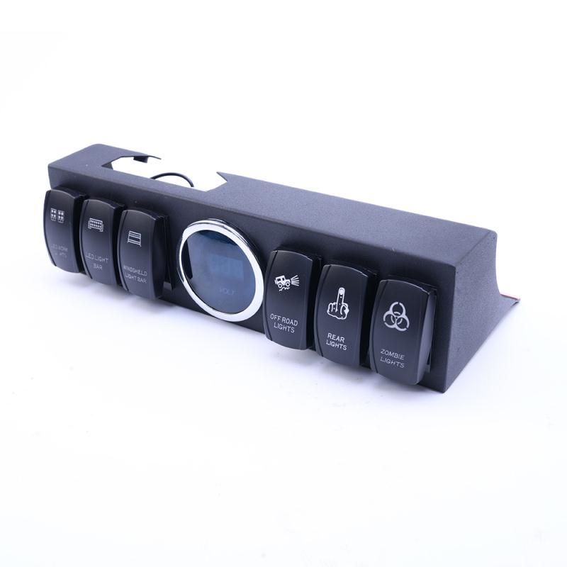 Race Sport 6 switch LED Logo Rocker Panel with Digital Voltage Gauge Pre-wired harness kit RS1806