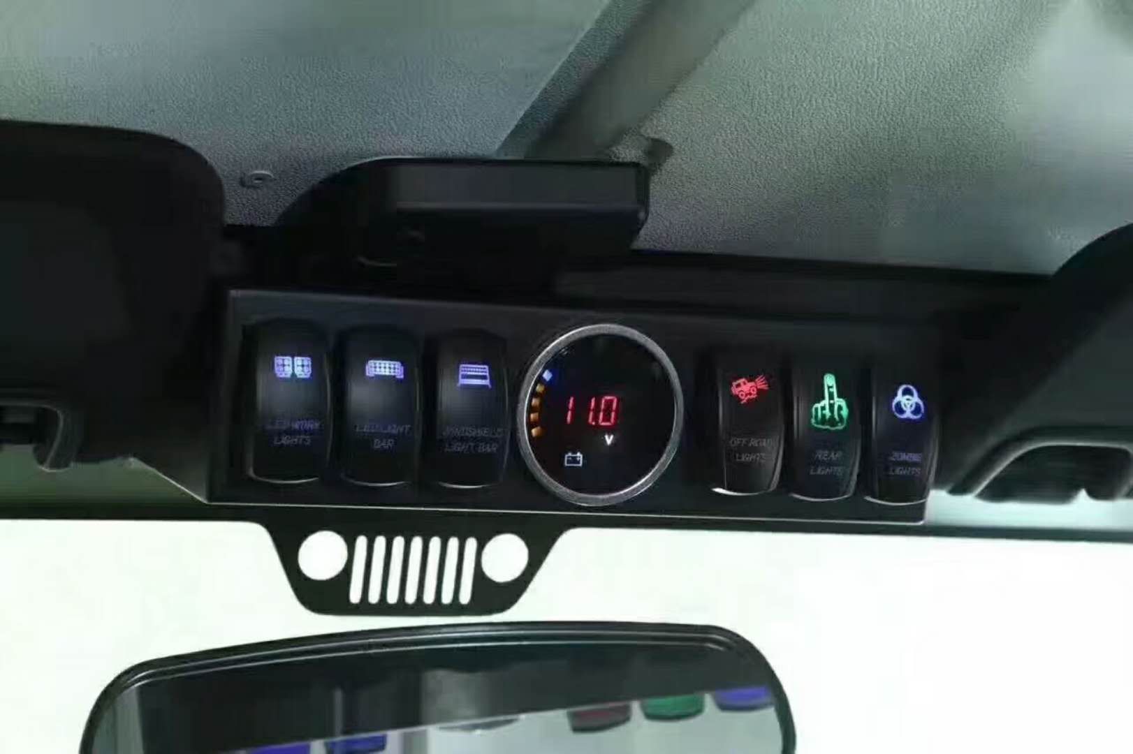 Race Sport 6 switch LED Logo Rocker Panel with Digital Voltage Gauge Pre-wired harness kit RS1806