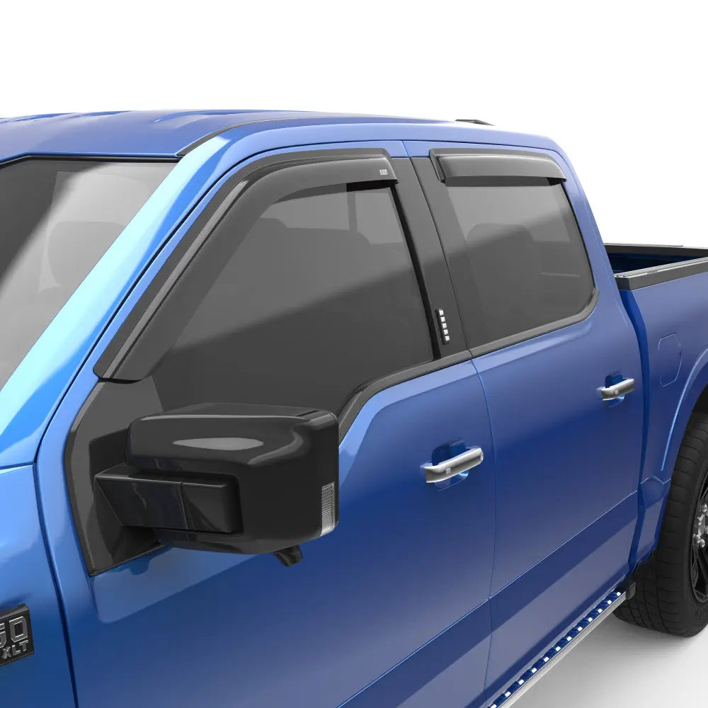 EGR 2015-2024 Ford F-150 F-250 F-350 F-450 Super Duty Crew Cab 4pc Smoke Finish Tape-on Window Visors 643491