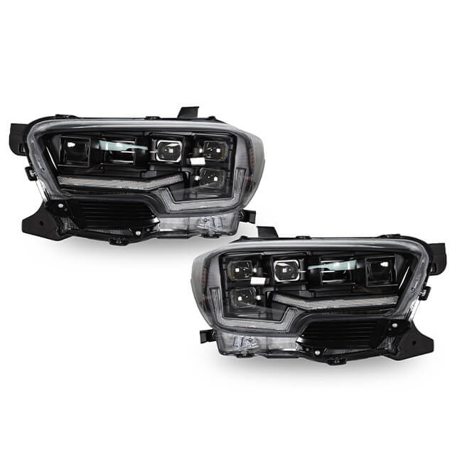 Attica 2016-2024 Toyota Tacoma Rogue Series Head light Full LED high Low beam Sequentail Glossey Clear Black CHATT0682-GBC-SQ