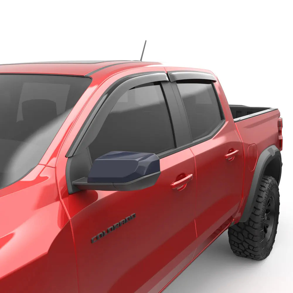 EGR 2023-2025 Chevrolet Colorado GMC Canyon Crew Cab 4pc Smoke Finish Tape-on Window Visors 641791