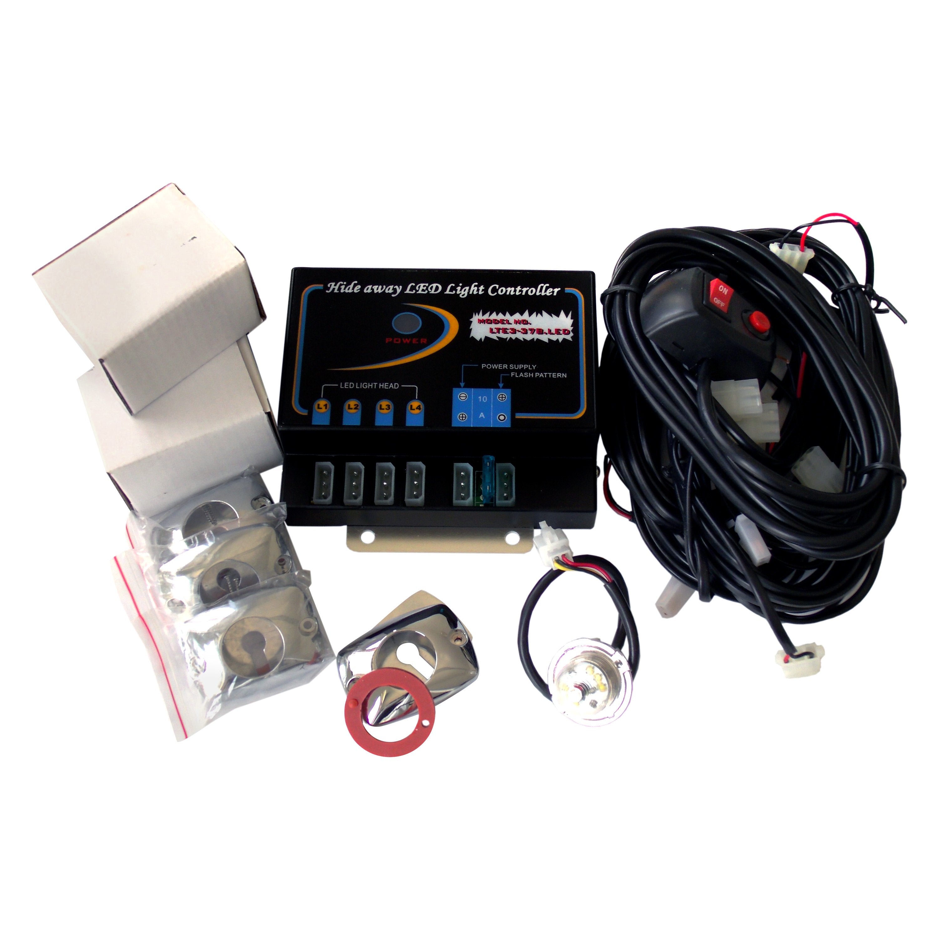 Race Sport 4 LED Hi-Power Strobe Lighting Kit With Brain Unit White RS-RTE3-307B(W)