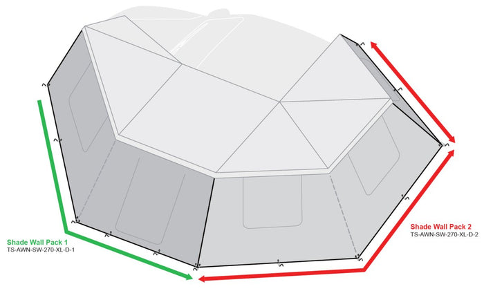 Tuff Stuff 270 Degree Awning Shade Pack 2 Walls Fits XL Driver Side Only TS-AWN-SW-270-XL-D-2