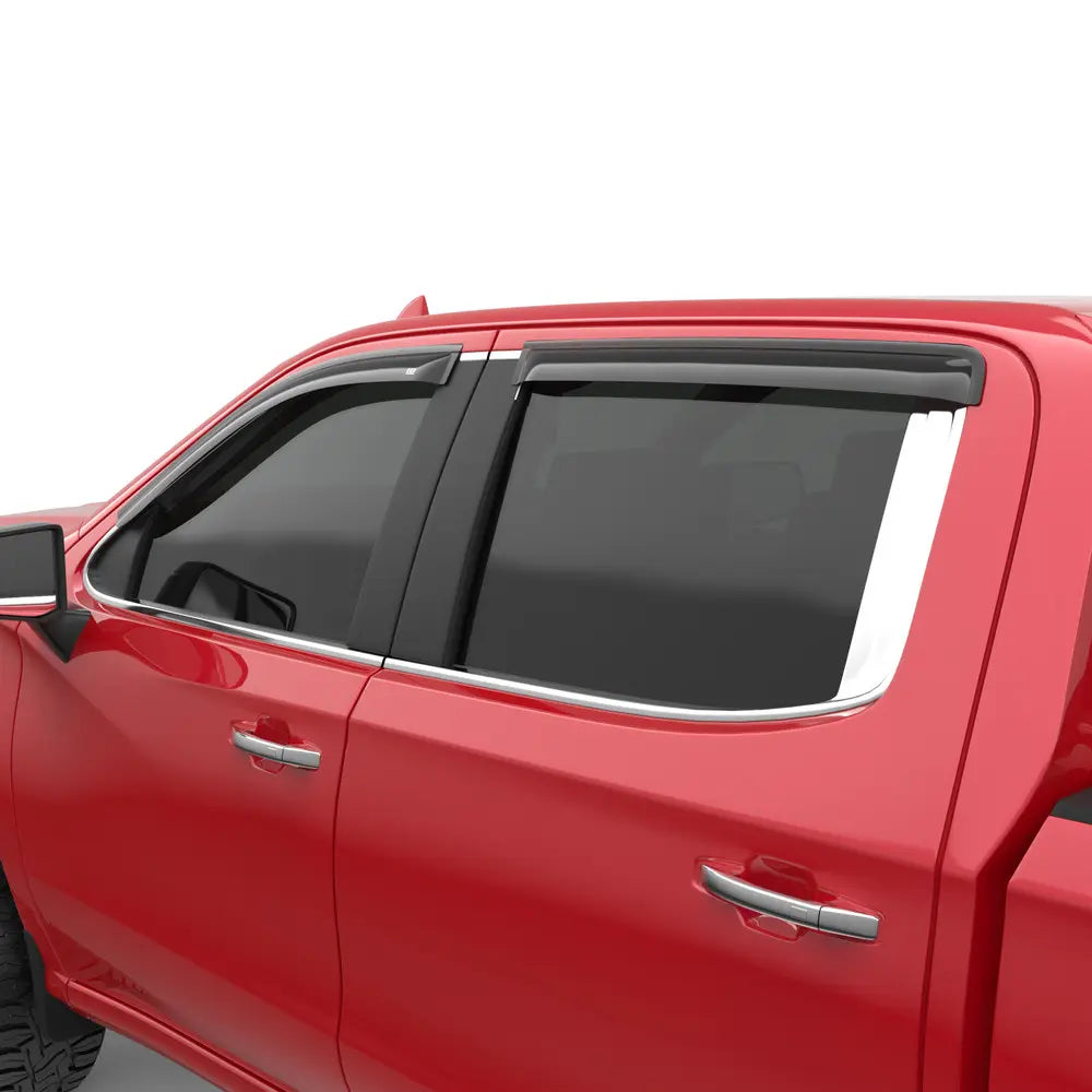 EGR 2019-2025 Chevrolet Silverado 1500 GMC Sierra 1500 Extended Cab 4pc Smoke Finish Tape-on Window Visors 641891