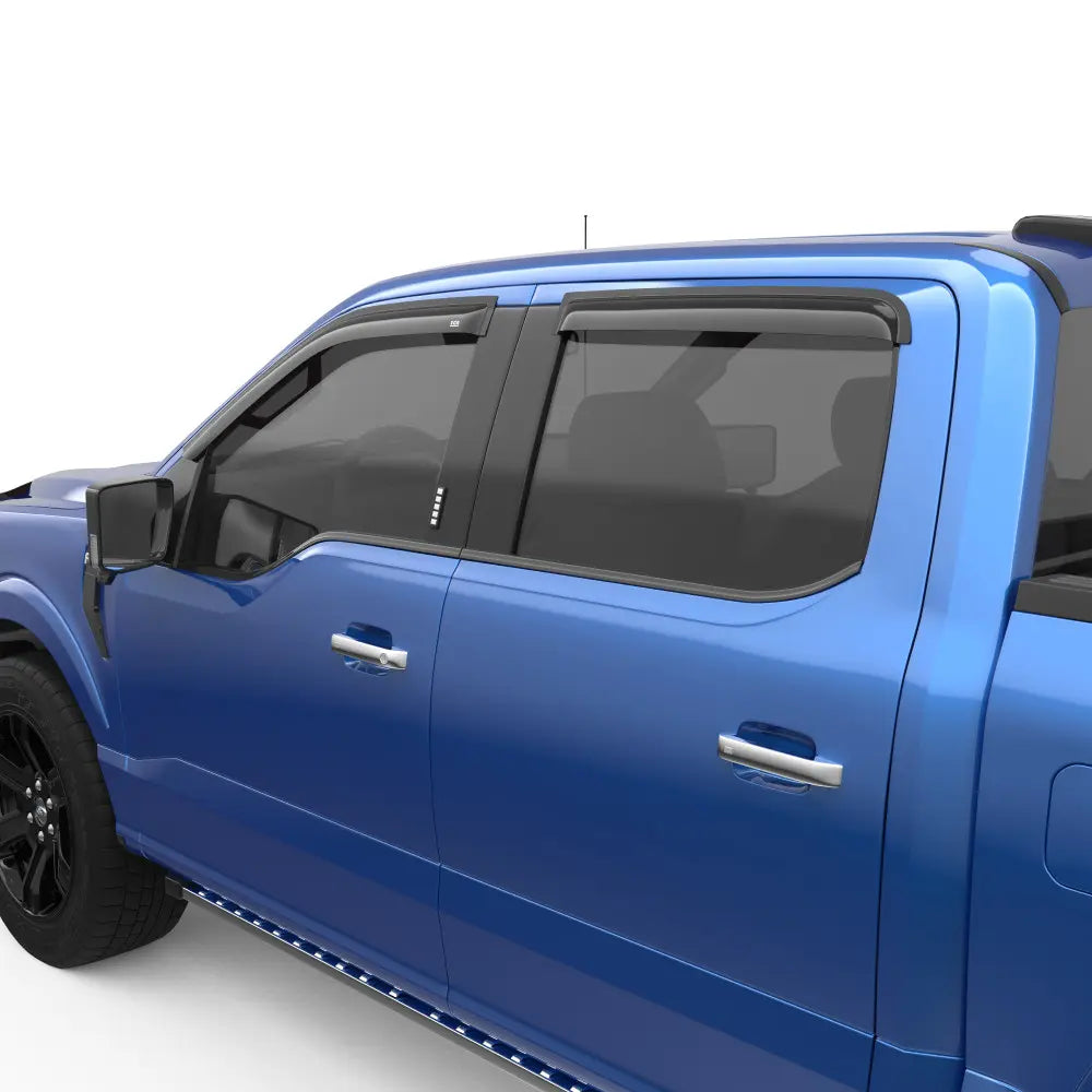 EGR 2015-2024 Ford F-150 F-250 F-350 F-450 Super Duty Crew Cab 4pc Smoke Finish Tape-on Window Visors 643491