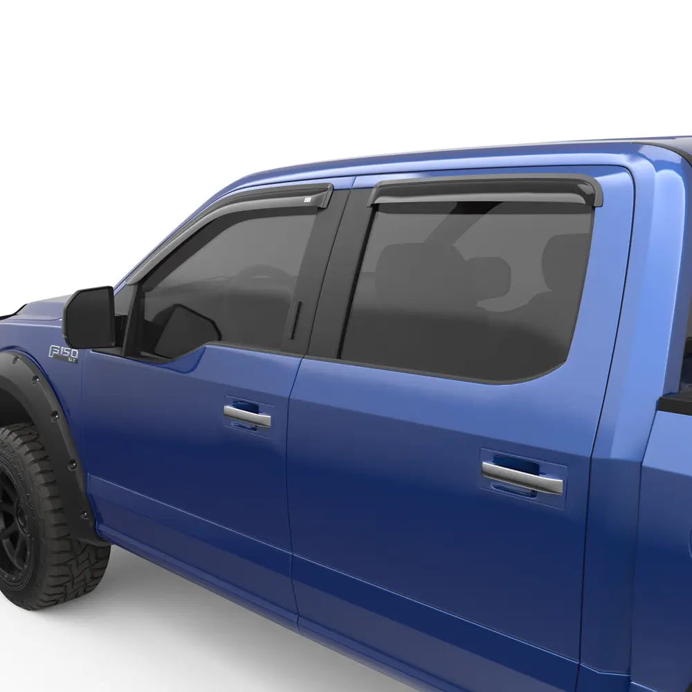 EGR 2015-2024 Ford F-150 F-250 F-350 F-450 Super Duty Extended Cab 4pc Smoke Finish Tape-on Window Visors 643471