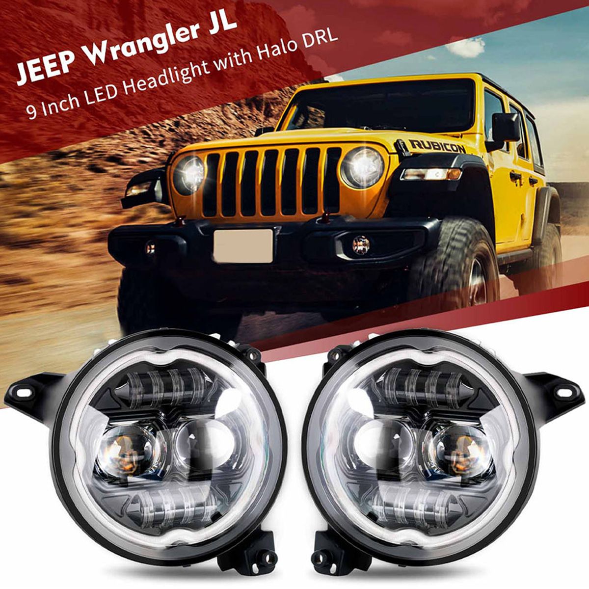 Race Sport 2018-2023 Jeep Wrangler JL Gladiator JT 9in LED Headlights & 4in Fog Light RGBW Chasing Combo Kit RS9COMBOKIT