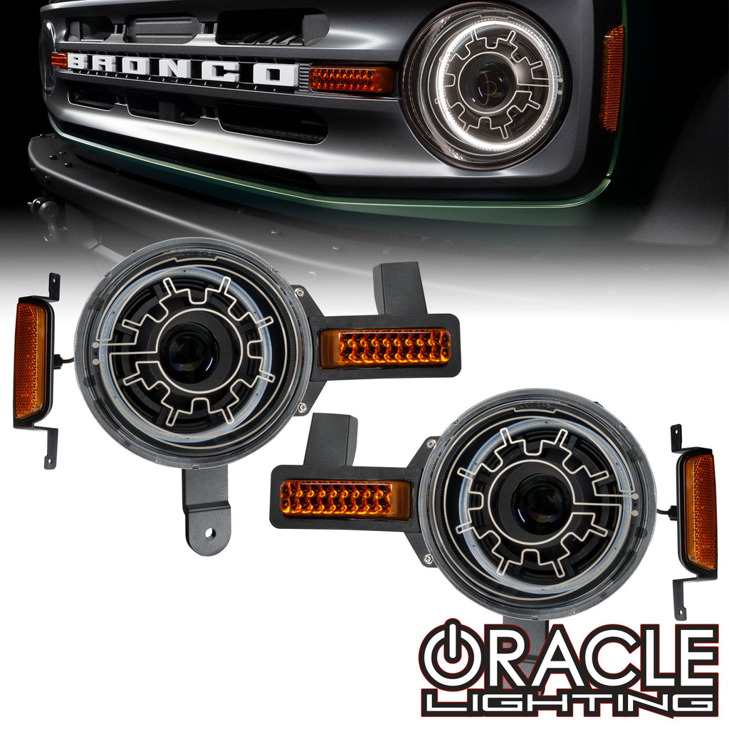 Oracle Lighting 2021-2025 Ford Bronco Oculus Bi-LED Projector Headlights Heated Lens 5886-111