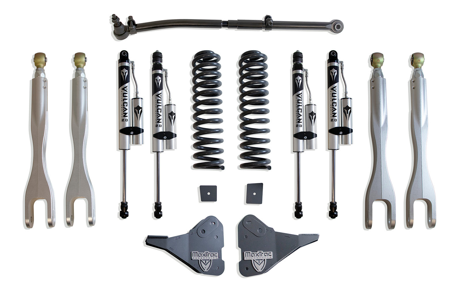 MaxTrac Suspension 2023-2023 Ford F-250 F-350 4WD 2.5" Lift Kit With 4-Links Vulcan Reservoir Shocks K944325VRL