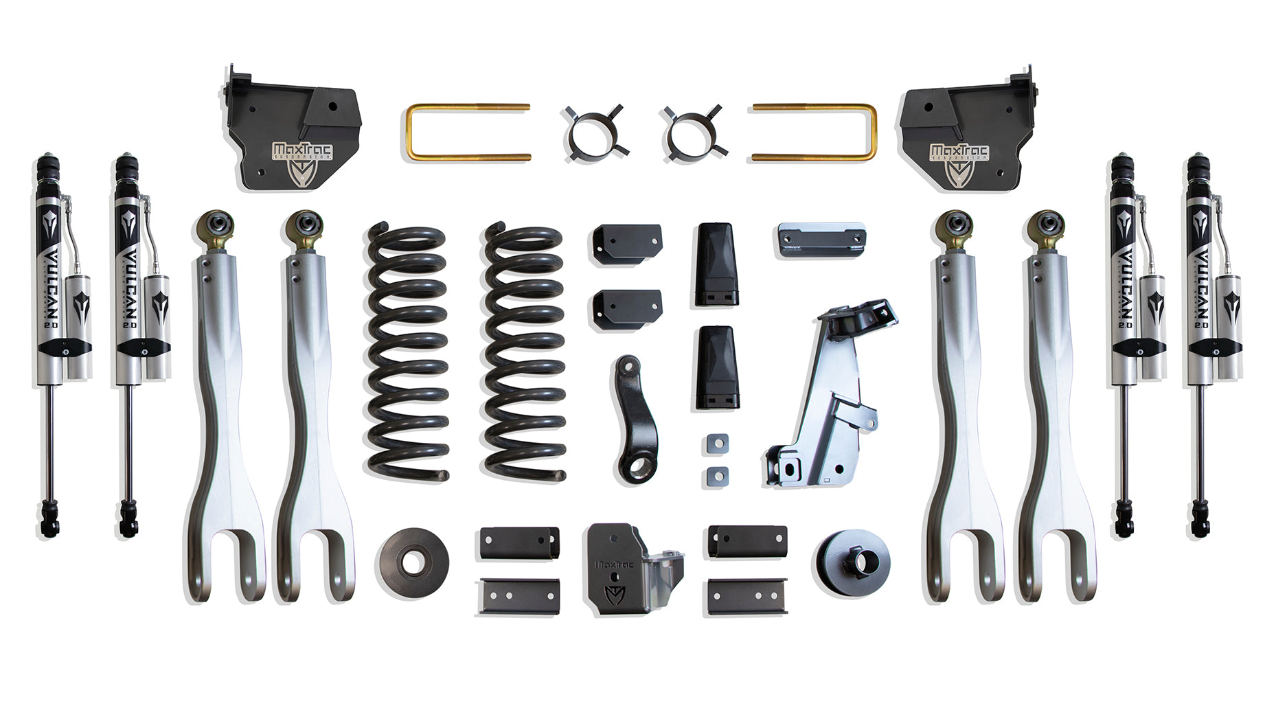 MaxTrac Suspension 2014-2018 Dodge Ram 2500 4WD 4" Lift Kit With 4-Links Vulcan Reservoir Shocks K947241VRL