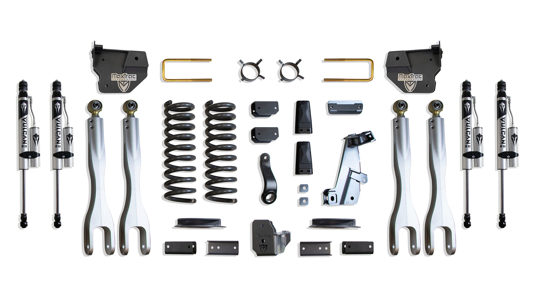 MaxTrac Suspension 2014-2018 Dodge Ram 2500 4WD 4" Lift Kit With 4-Links Vulcan Reservoir Shocks K947241VRLA