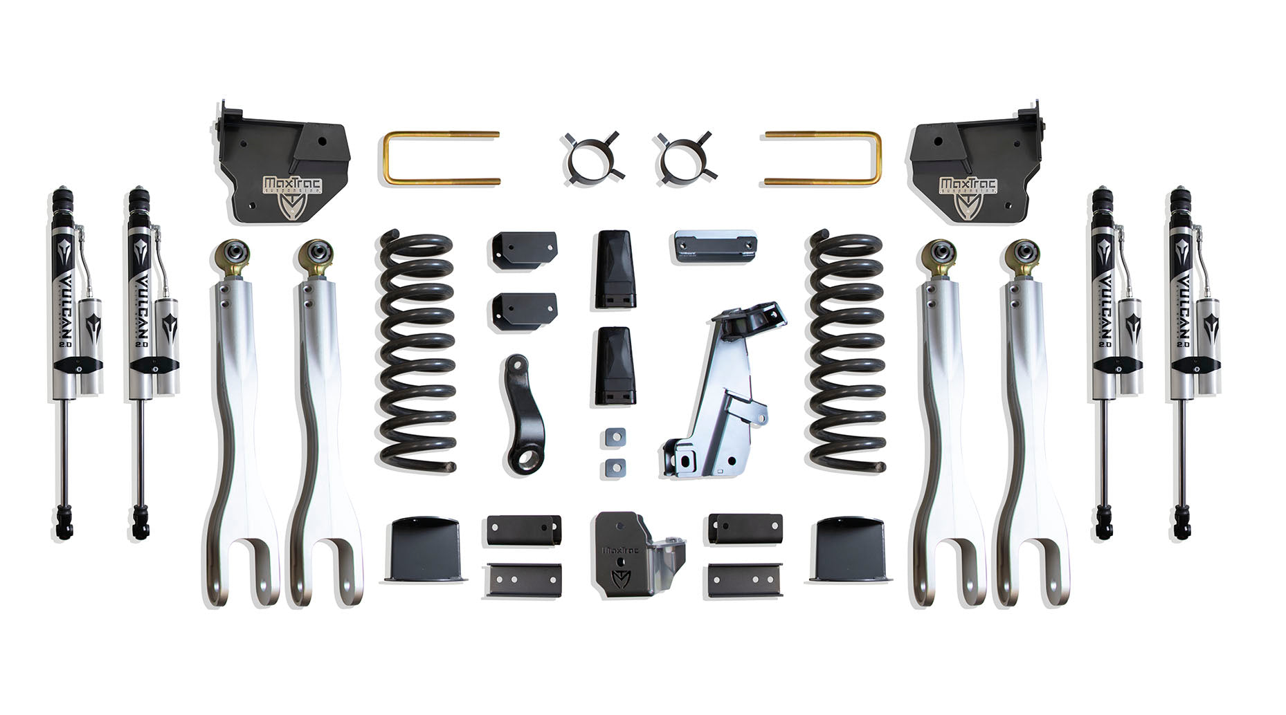 MaxTrac Suspension 2014-2018 Dodge Ram 2500 4WD 8" Lift Kit With 4-Links Vulcan Reservoir Shocks K947285VRLA