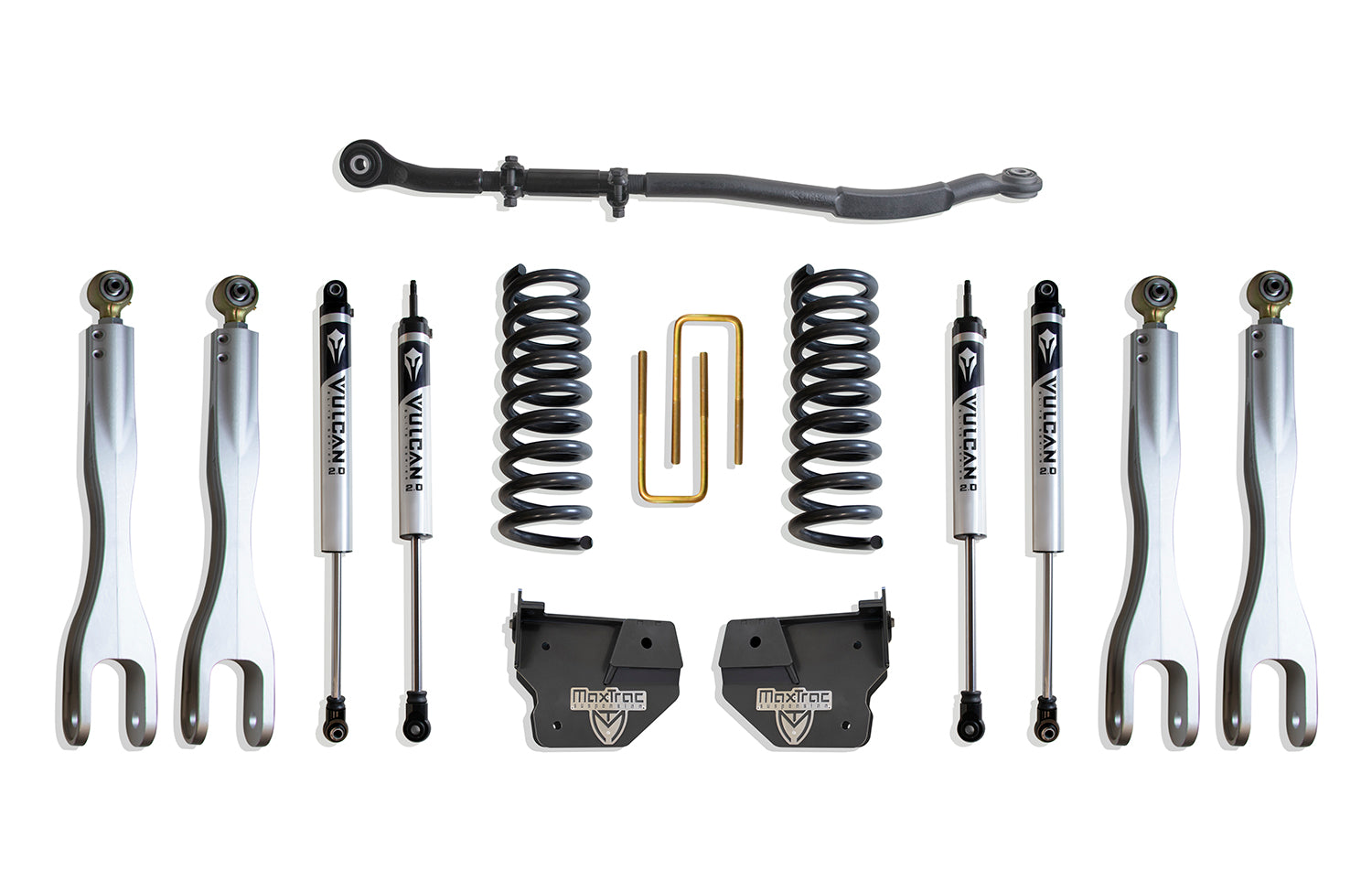 MaxTrac Suspension 2013-2023 Dodge Ram 3500 4WD 2.5" Lift Kit With 4-Links Vulcan Shocks K947325VL