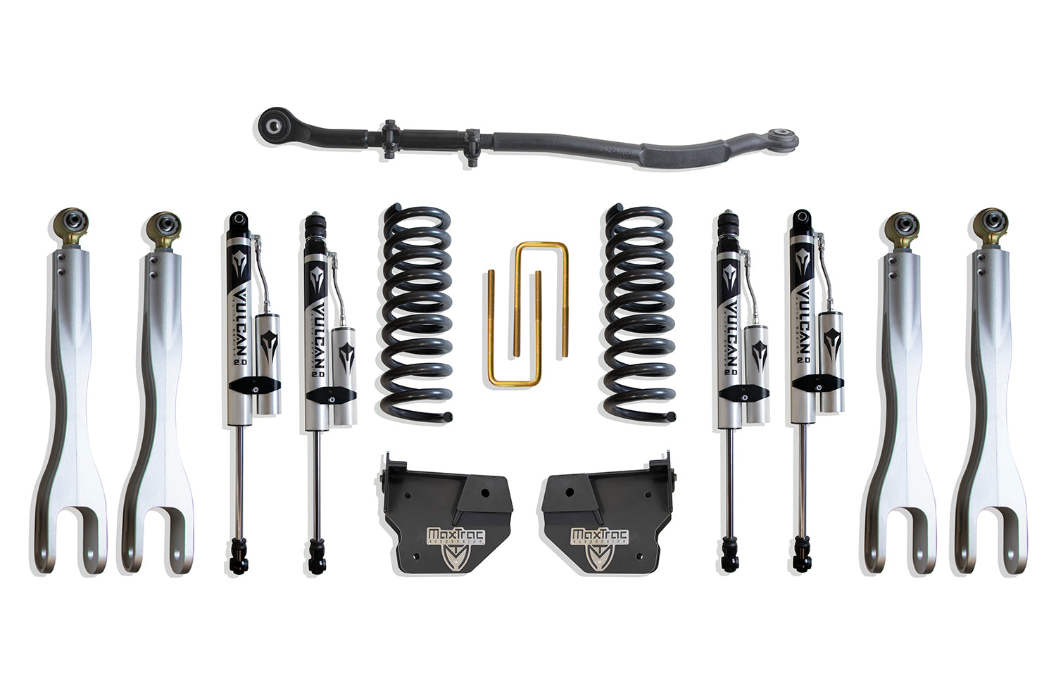 MaxTrac Suspension 2013-2023 Dodge Ram 3500 4WD 2.5" Lift Kit With 4-Links Vulcan Reservoir Shocks K947325VRL