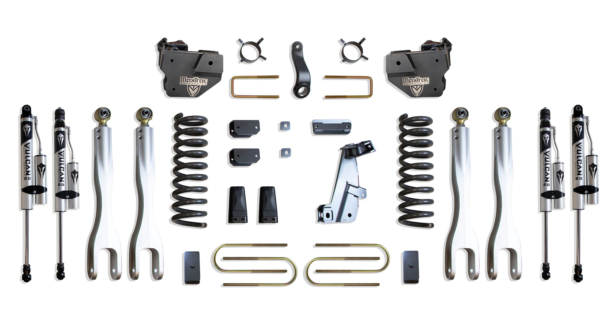 MaxTrac Suspension 2013-2018 Dodge Ram 3500 4WD 4" Lift Kit With 4-Links Vulcan Reservoir Shocks K947341VRL