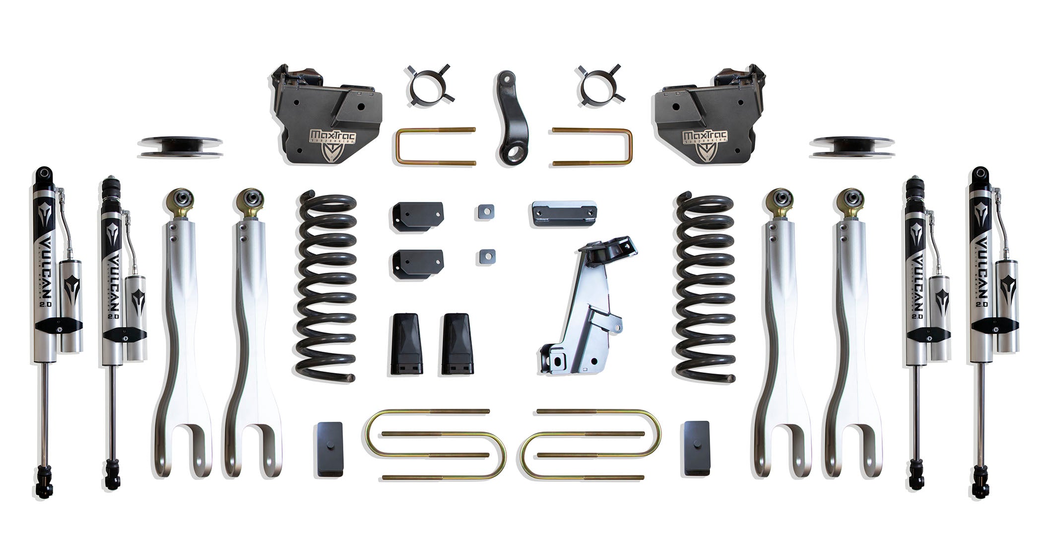 MaxTrac Suspension 2013-2018 Dodge Ram 3500 4WD 4" Lift Kit With 4-Links Vulcan Reservoir Shocks K947341VRLA