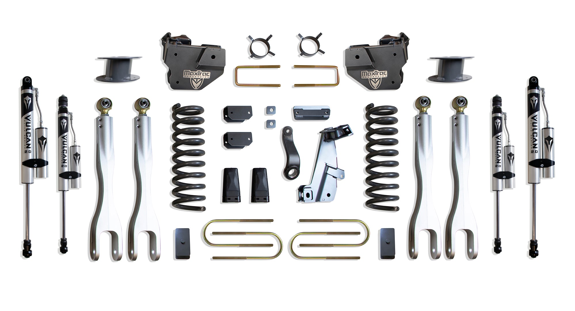 MaxTrac Suspension 2013-2018 Dodge Ram 3500 4WD 6" Lift Kit With 4-Links Vulcan Reservoir Shocks K947363VRLA