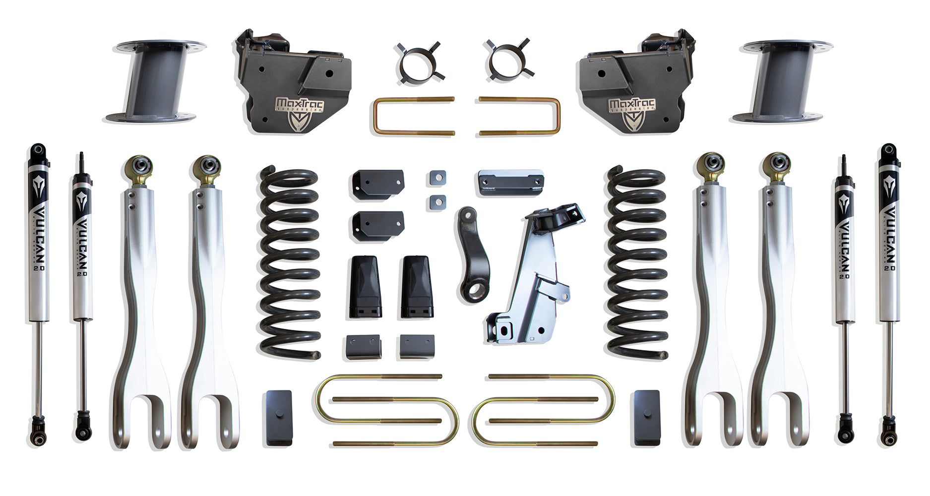 MaxTrac Suspension 2013-2018 Dodge Ram 3500 4WD 8" Lift Kit With 4-Links Vulcan Shocks K947385VLA