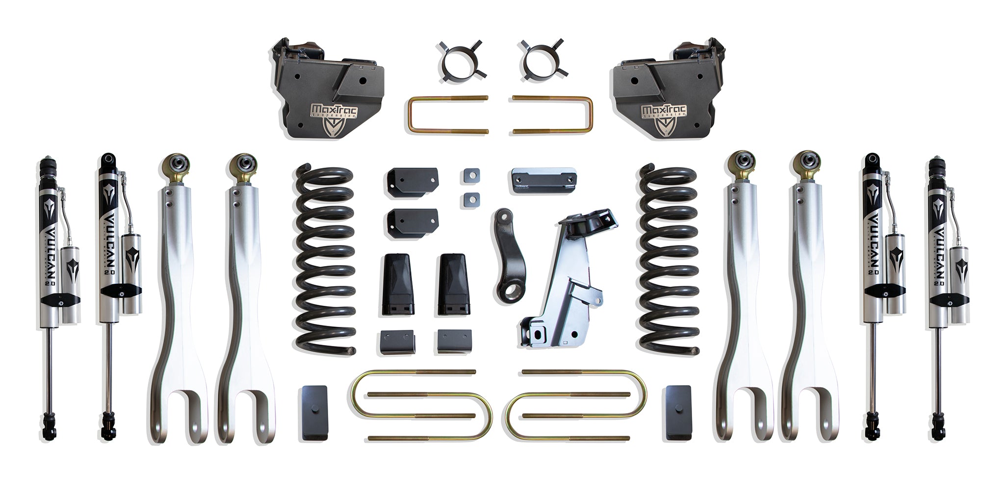 MaxTrac Suspension 2013-2018 Dodge Ram 3500 4WD 8" Lift Kit With 4-Links Vulcan Reservoir Shocks K947385VRL