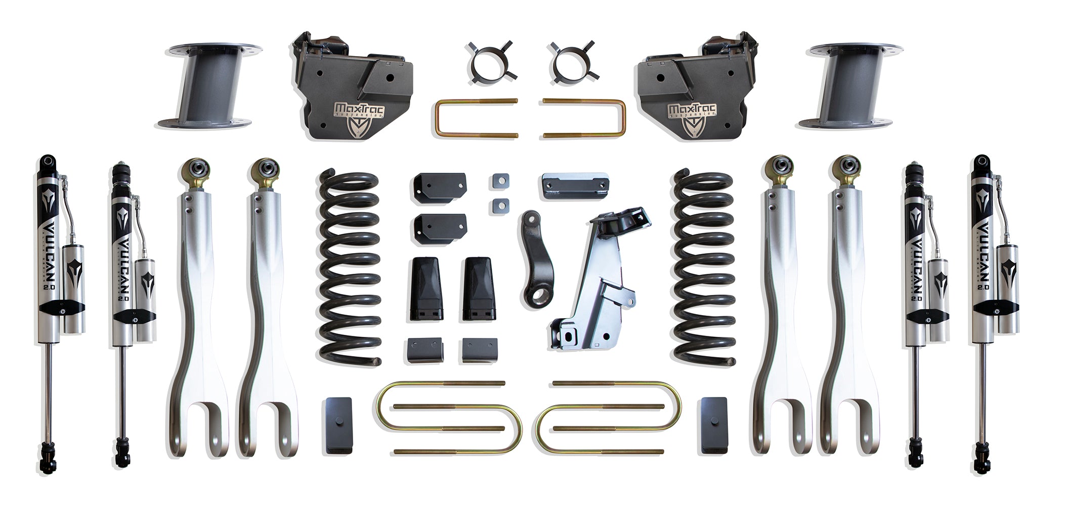 MaxTrac Suspension 2013-2018 Dodge Ram 3500 4WD 8" Lift Kit With 4-Links Vulcan Reservoir Shocks K947385VRLA