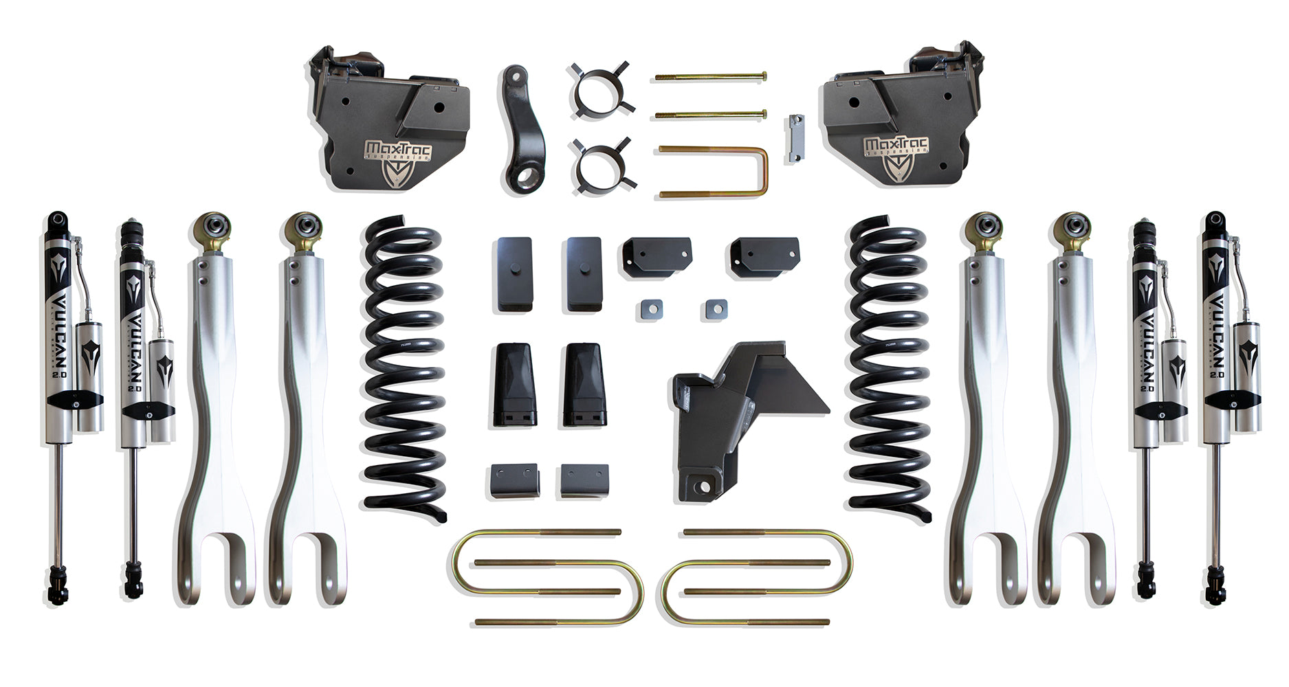 MaxTrac Suspension 2019-2023 Dodge Ram 3500 4WD 8" Lift Kit With 4-Links Vulcan Reservoir Shocks K947585VRL