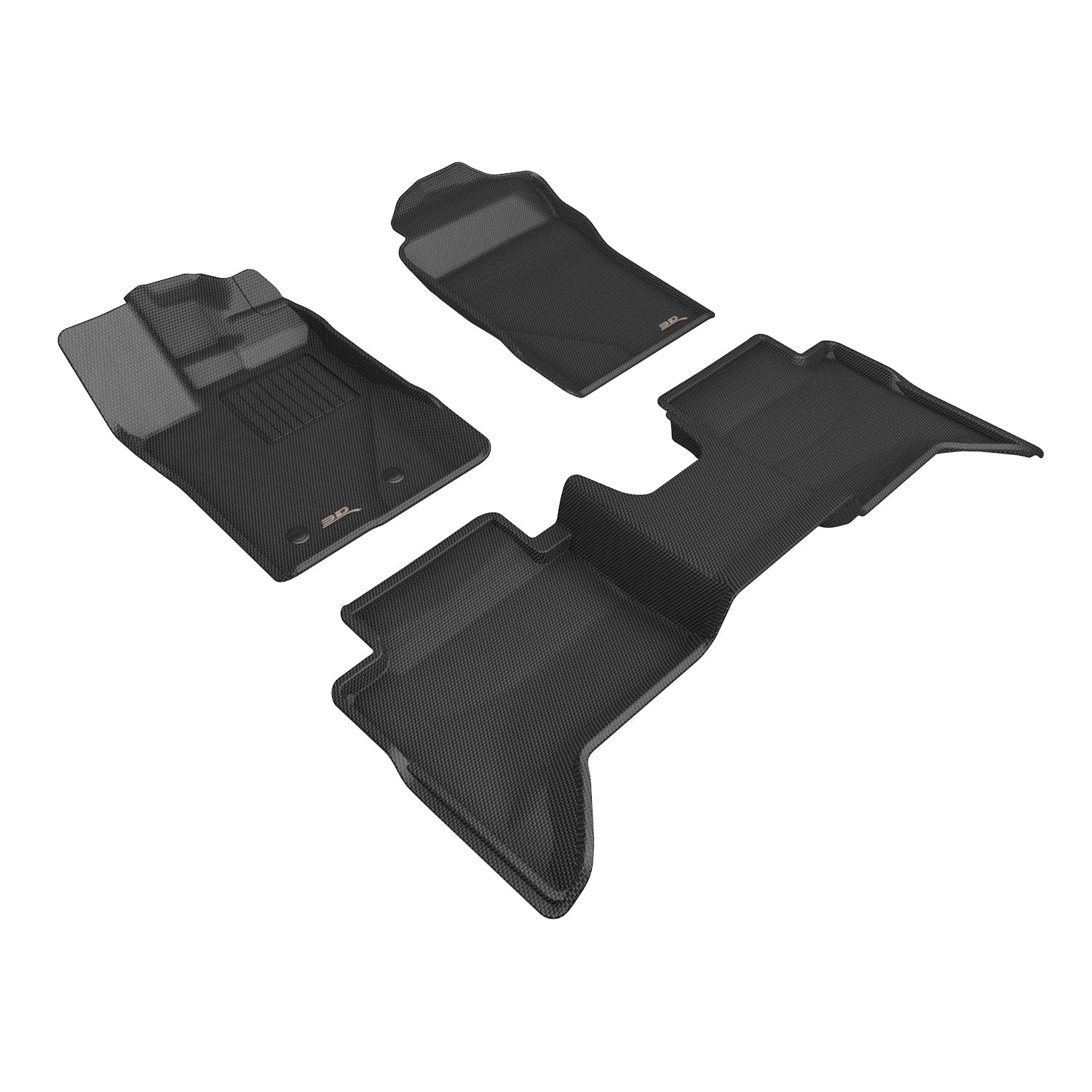 3D Maxpider 2025 Ford Ranger Supercrew Kagu Black 1st 2nd Row Floor Mat L1FR16401509