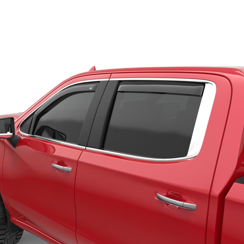 EGR 2019-2024 Chevrolet Silverado 1500 GMC Sierra 1500 In-channel 4pc Smoke Finish Crew Cab Window Visors 571691