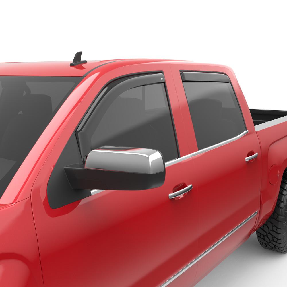 EGR 2014-2019 Chevrolet Silverado GMC Sierra 1500 2500 3500HD Series Trucks In-channel 4pc Smoke Finish Crew Cab Window Visors 571771