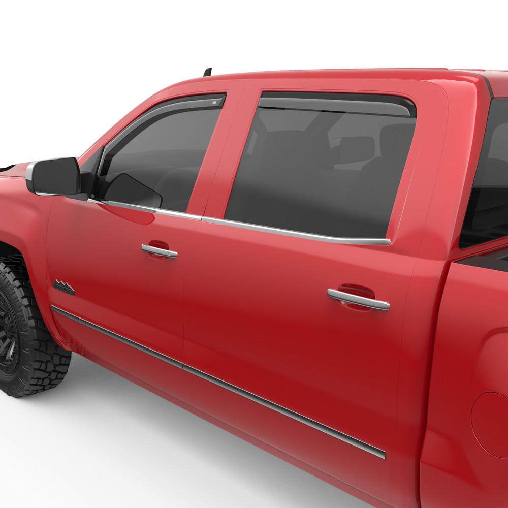 EGR 2014-2019 Chevrolet Silverado GMC Sierra 1500 2500 3500HD Series Trucks In-channel 4pc Smoke Finish Extended Cab Window Visors 571671