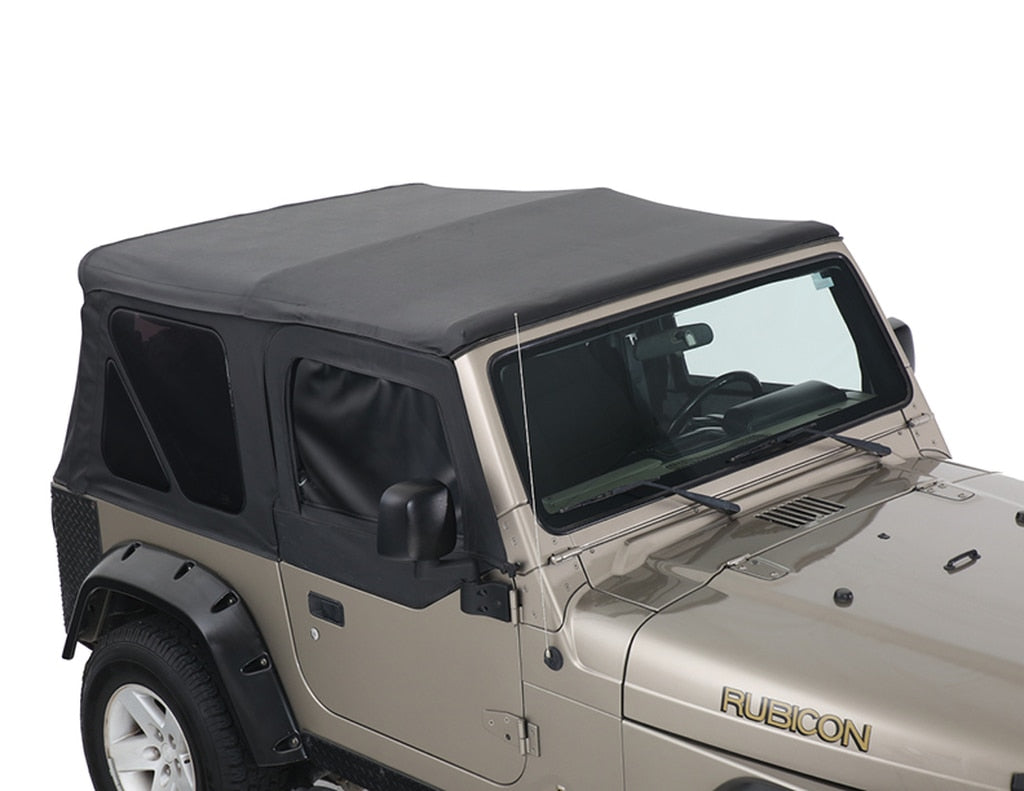 OVS 1997-2006 Jeep Wrangler TJ King 4WD Premium Black Diamond Soft Top With Clear Glass 14010135T