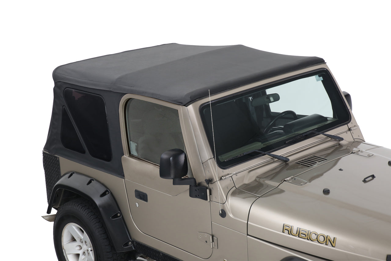 OVS 1997-2006 Jeep Wrangler TJ King 4WD Premium Replacement Soft Top Without Upper Doors Black Diamond With Tinted Windows 14010235