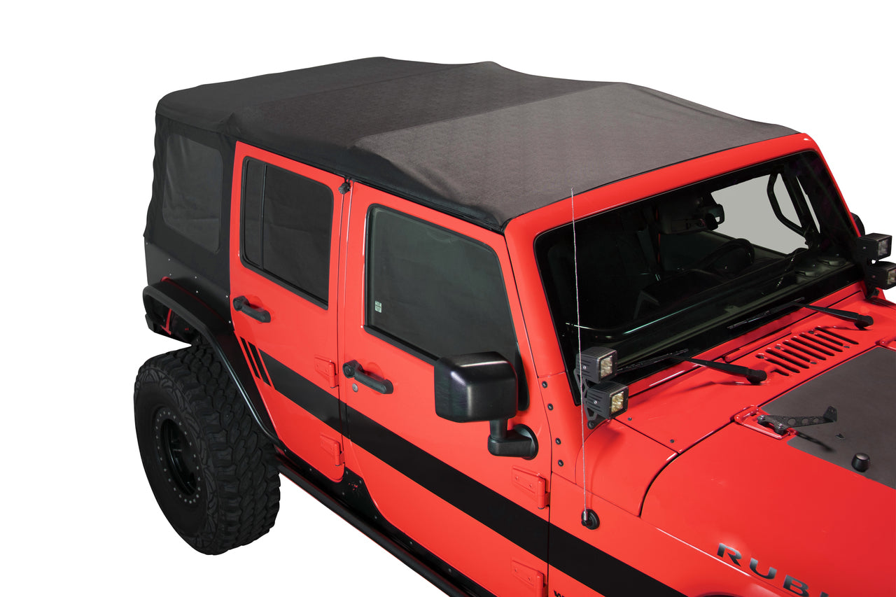 OVS 2007-2009 Jeep Wrangler JK Unlimited 4 Door King 4WD Premium Replacement Soft Top Black Diamond With Tinted Windows 14010435