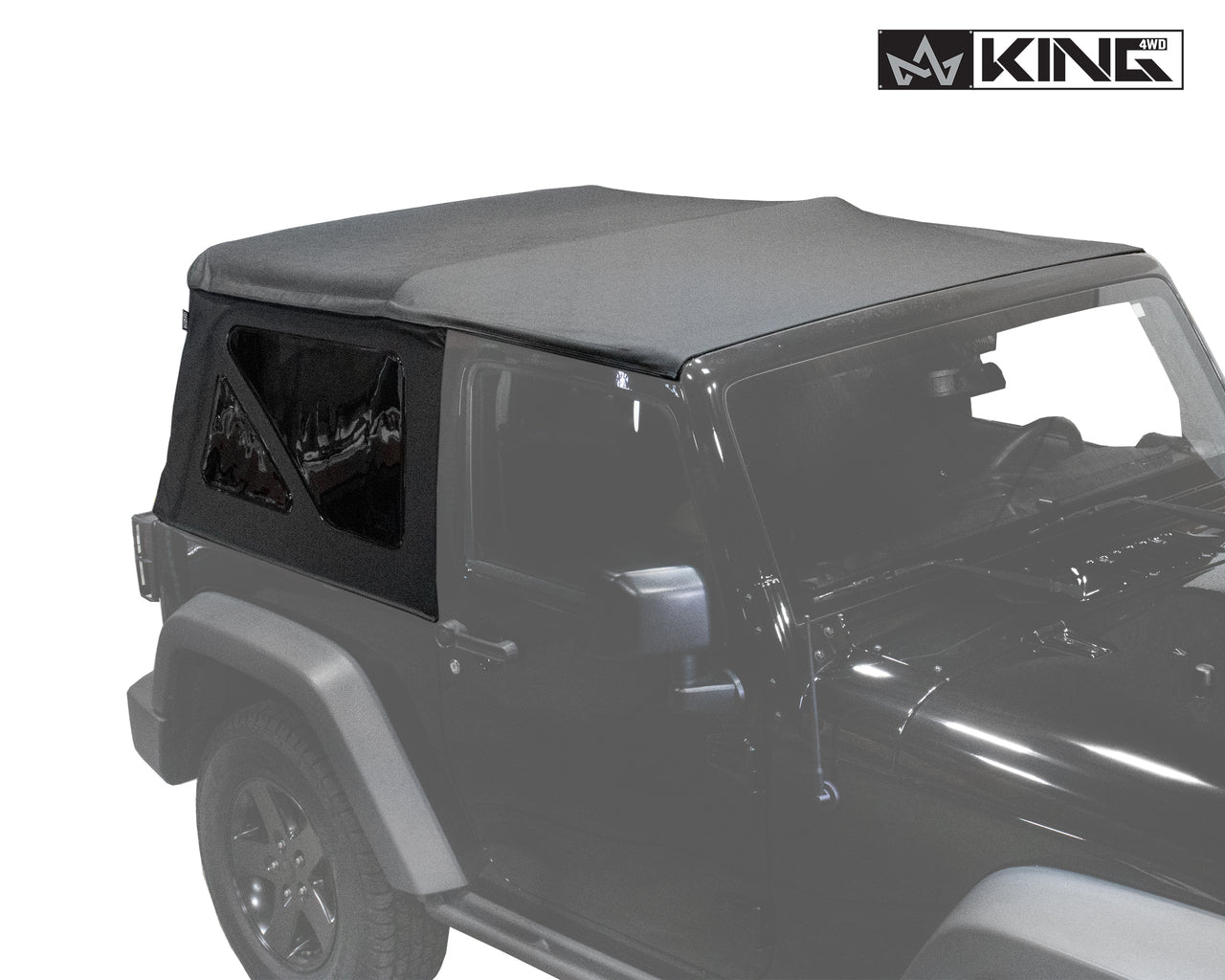 OVS 2010-2018 Jeep Wrangler JK 2 Door King 4WD Premium Replacement Soft Top Black Diamond With Tinted Windows 14010535