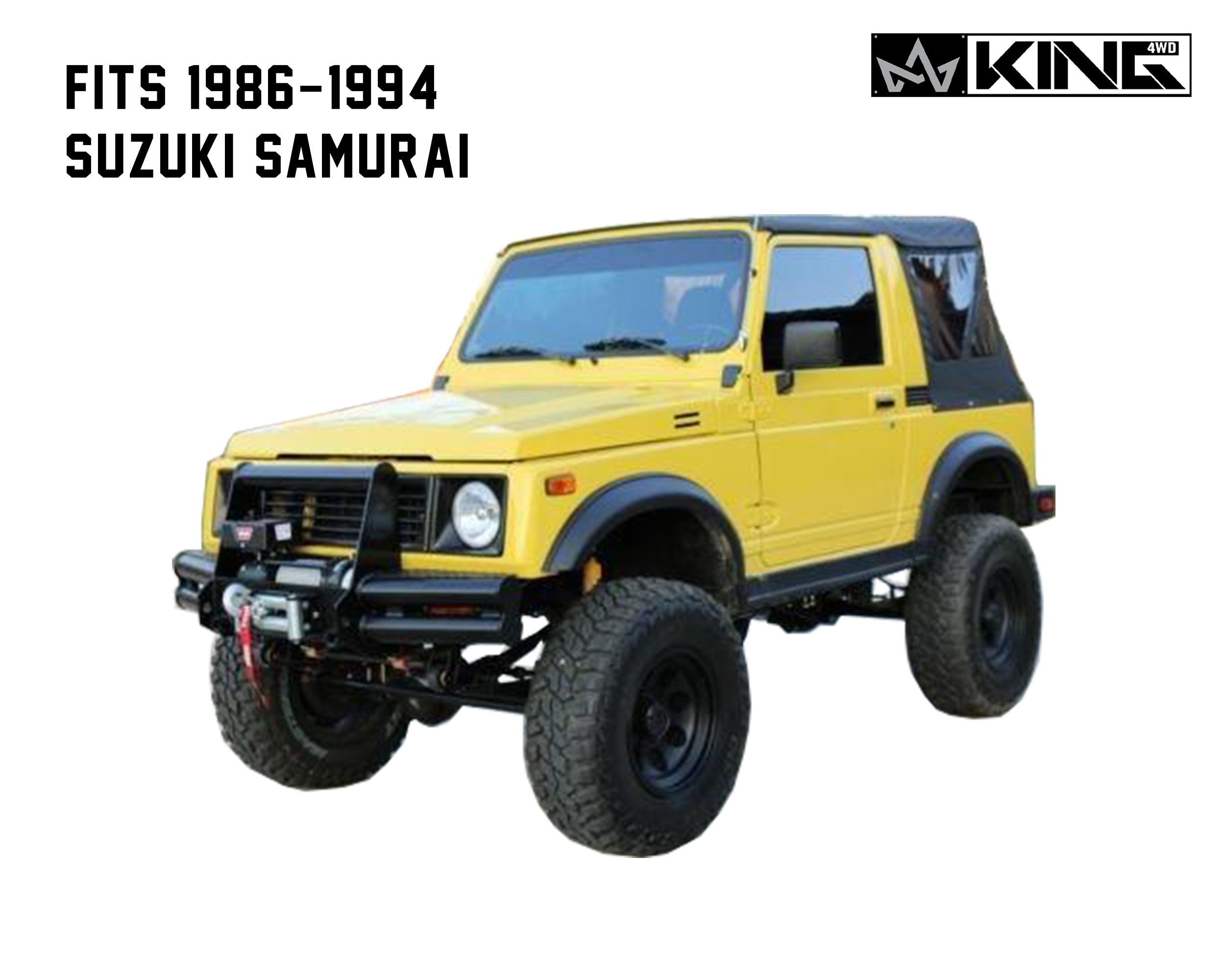 OVS 1986-1994 Suzuki Samurai King 4WD Premium Replacement Soft Top Black Diamond With Tinted Windows 14011035