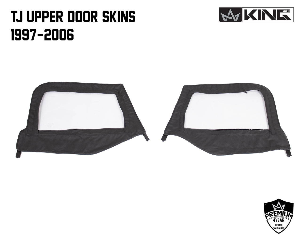 OVS 1997-2006 Jeep Wrangler TJ King 4WD Premium Upper Door Skins Black Diamond Passenger & Driver Side 14019935