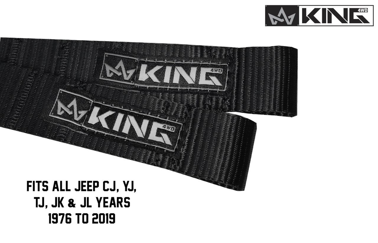 OVS 1976-2025 Jeep Wrangler CJ YJ TJ LJ JK JL King 4WD Heavy Duty Adjustable Door Straps 16010001