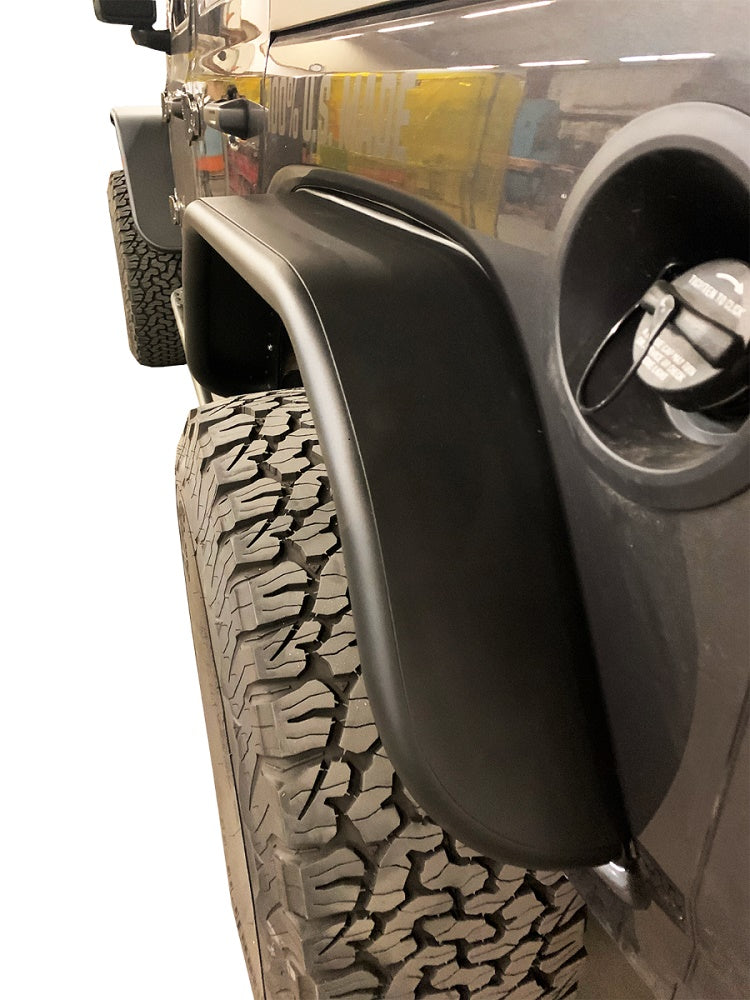 Warrior 2018-2021 Jeep Wrangler JL JLU Rear Tube Fender Flares Powder Coated Steel Black S6313