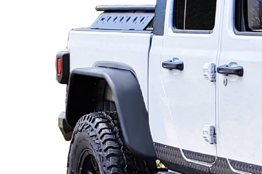 Warrior 2020-2022 Jeep Gladiator JT Rear Tube Fender Flares Pair Black Powder Coated Steel Finish S7333