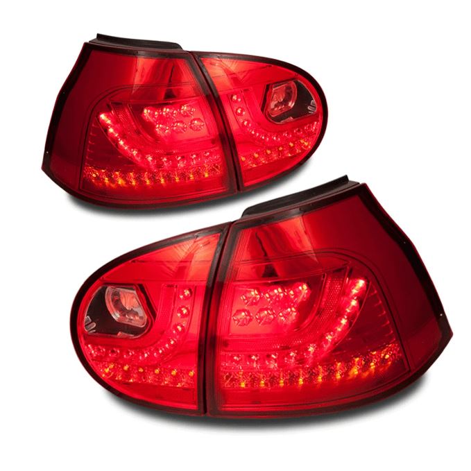 Winjet 2006-2009 Volkswagen Golf GTI VI Rabbit LED Tail Light Chrome Red CTWJ-0229-CR