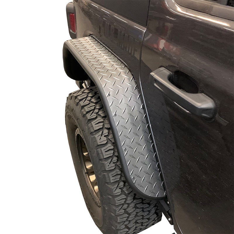 Warrior 2018-2021 Jeep Wrangler JL JLU Rear Tube Fender Flares Aluminum Diamond Plate Finish 6313