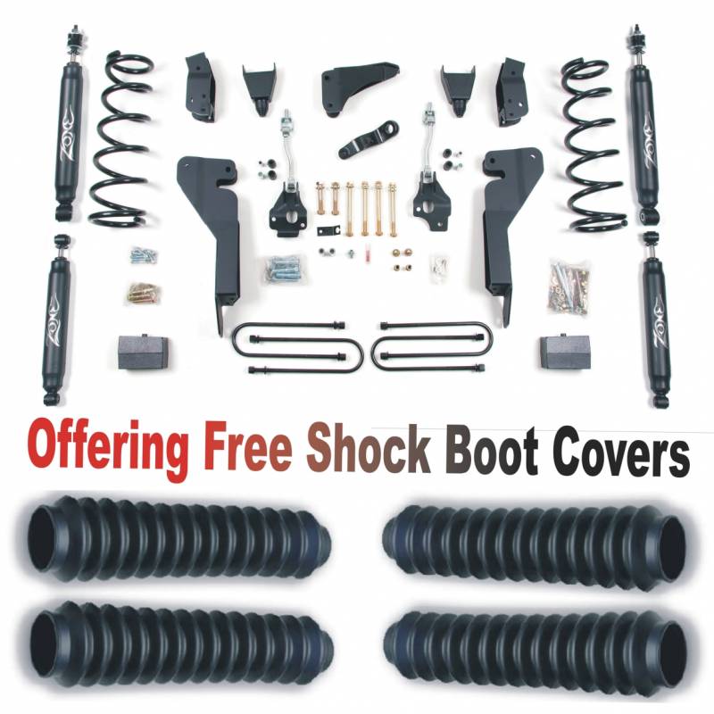 Zone OffRoad 2003-2007 Dodge Ram 2500 6in Suspension System With Free Shock Boot Covers ZOND28N 3.5in Axle-gas