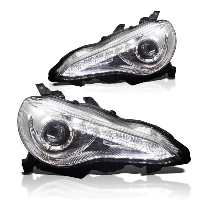 Winjet 2012-2016 Toyota 86 Scion FRS DRL Head Lights Chrome Clear CHWJ-0327-C