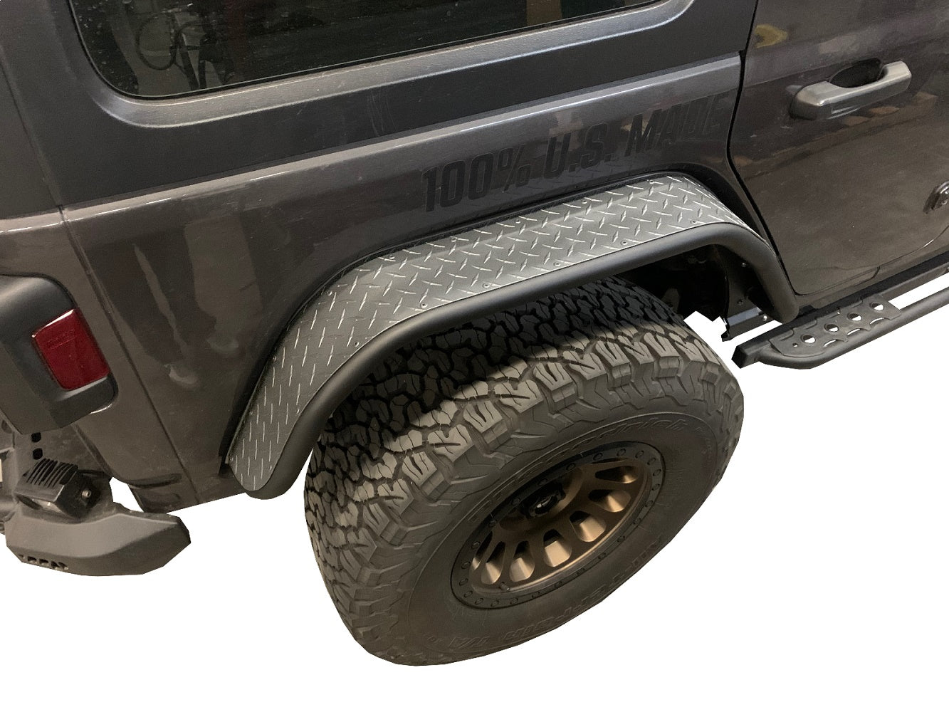 Warrior 2018-2021 Jeep Wrangler JL JLU Rear Tube Fender Flares Aluminum Diamond Plate Finish 6313