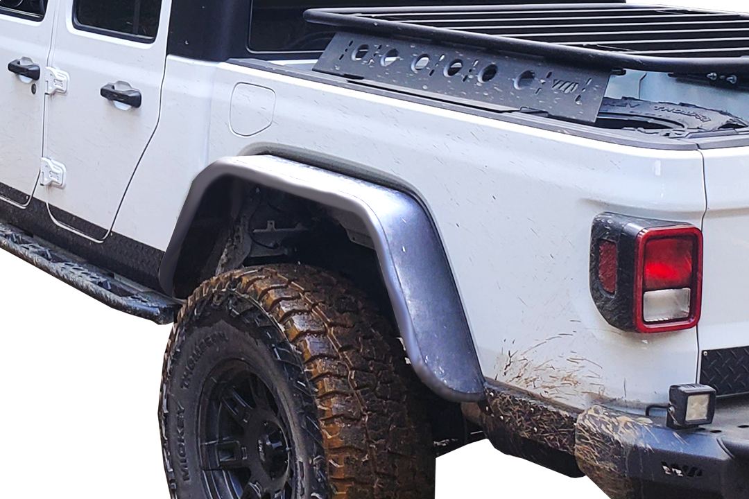 Warrior 2020-2022 Jeep Gladiator JT Rear Tube Fender Flares Pair Raw Uncoated Finish S7333-RAW