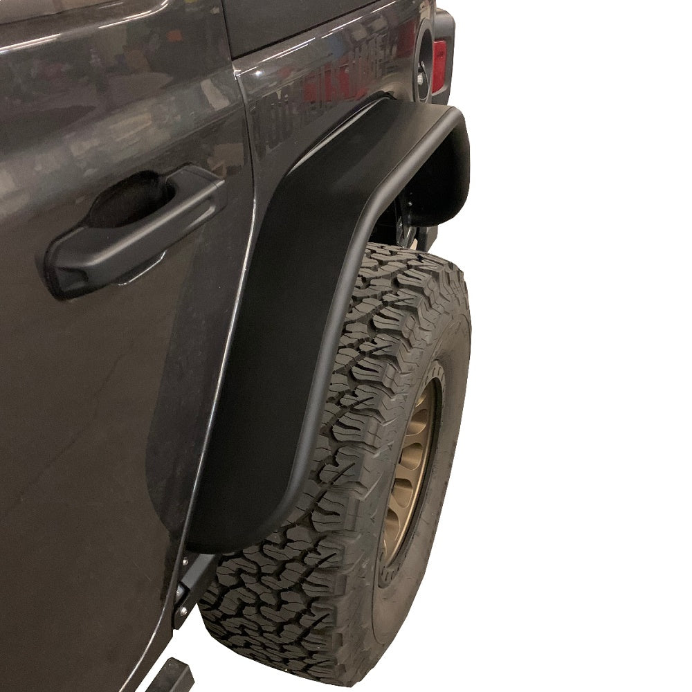 Warrior 2018-2021 Jeep Wrangler JL JLU Rear Tube Fender Flares Powder Coated Steel Black S6313