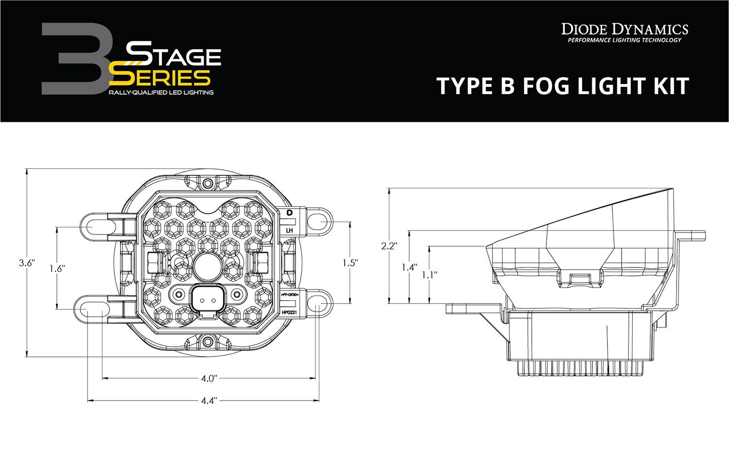 Diode Dynamics Worklight SS3 Pro Type B Kit Yellow SAE Fog Light Kit ...