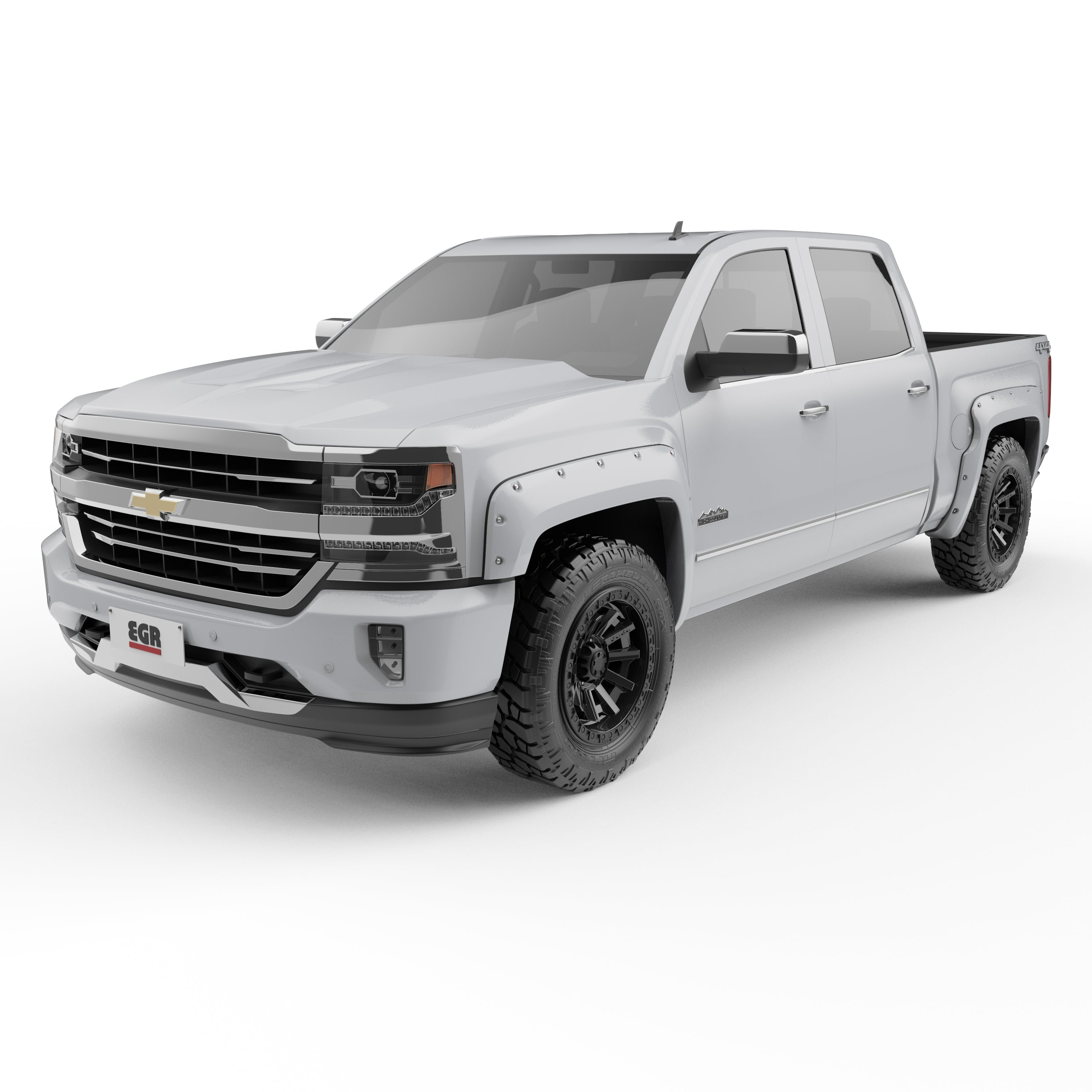 EGR 2014-2018 Chevrolet Silverado 1500 Extended Crew Standard Cab Pickup 2dr 4dr Painted White Set Of 4 Bolt-On Look Fender Flares 791674-GAZ